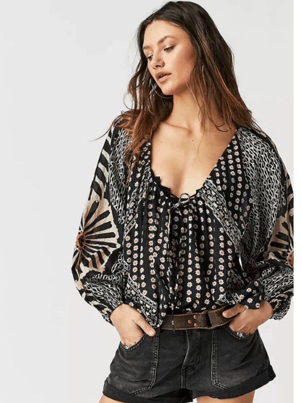 NWT free people Elena printed blouse